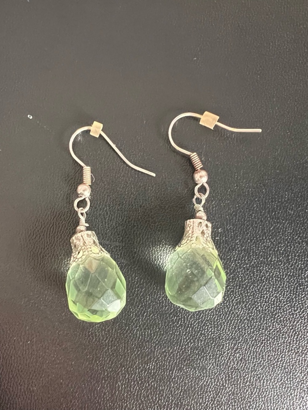 Green Crystal Teardrop Dangle Earrings - Women Jewelry